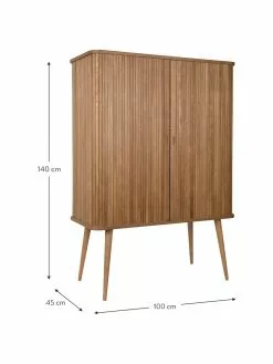 Zuiver Highboard Barbier mit Schiebetür und geriffelter Front, B 100 x H 140 cm -Esszimmer Verkäufe Highboard Barbier mit Schiebetur und geriffelter Front 2