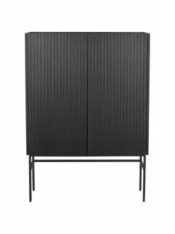 Rowico Highboard Halifax mit geriffelter Front in Schwarz, B 100 x H 140 cm -Esszimmer Verkäufe Highboard Halifax mit geriffelter Front in Schwarz 3