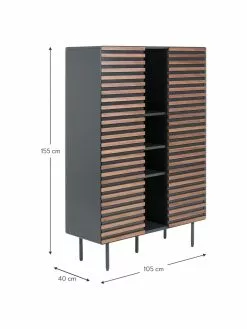 Highboard Kesia mit Walnussfurnier, B 105 x H 155 cm 10 Highboard Kesia mit Walnussfurnier, B 105 x H 155 cm -Esszimmer Verkäufe Highboard Kesia mit Walnussfurnier 2