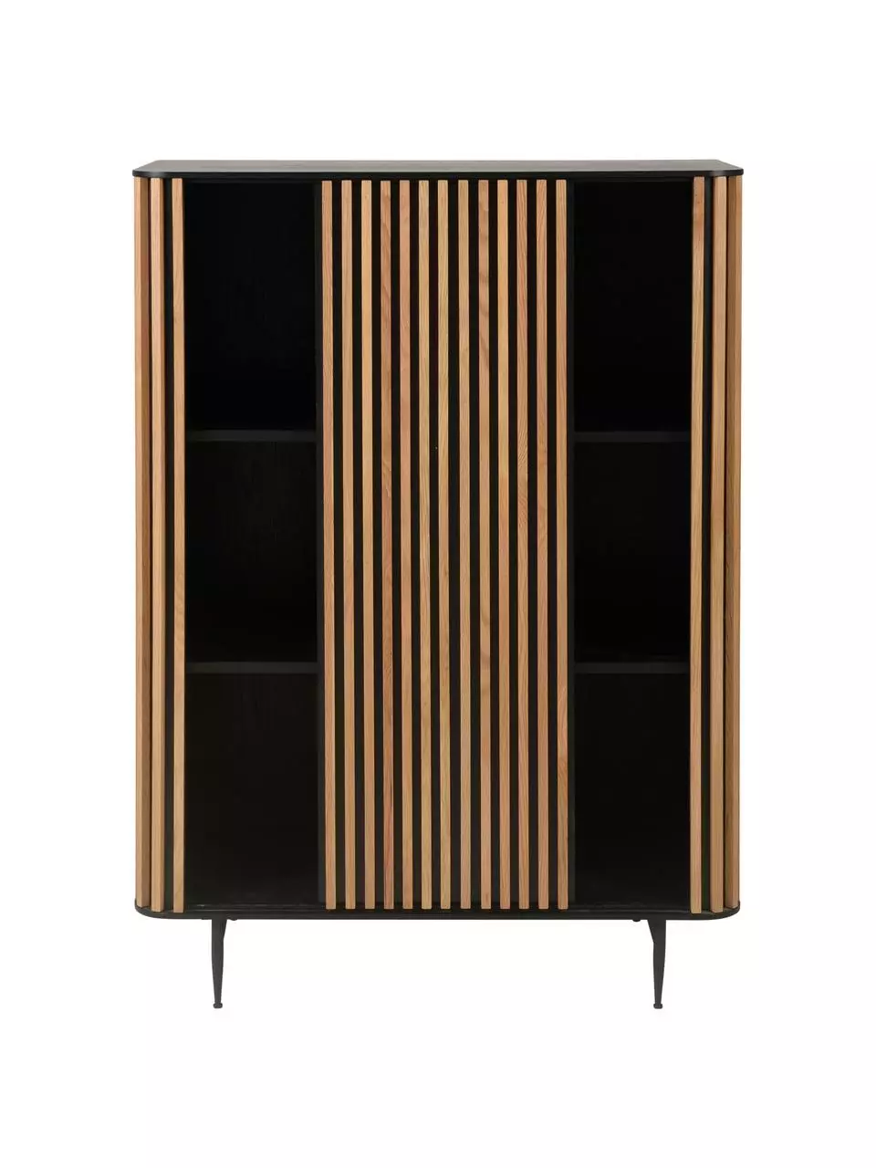 Highboard Linea mit Schiebetür und geriffelter Front, B 98 x H 135 cm 8 Highboard Linea mit Schiebetür und geriffelter Front, B 98 x H 135 cm – Bild 6