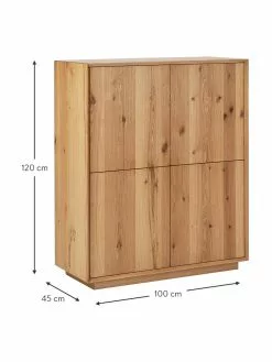 Westwing Collection Highboard Noel aus Eschenholzfurnier, B 100 x H 120 cm -Esszimmer Verkäufe Highboard Noel aus Eschenholzfurnier 3