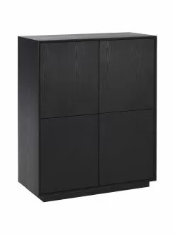 Westwing Collection Highboard Noel aus Eschenholzfurnier in Schwarz, B 100 x H 120 cm