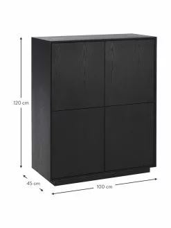 Westwing Collection Highboard Noel aus Eschenholzfurnier in Schwarz, B 100 x H 120 cm -Esszimmer Verkäufe Highboard Noel aus Eschenholzfurnier in Schwarz 3