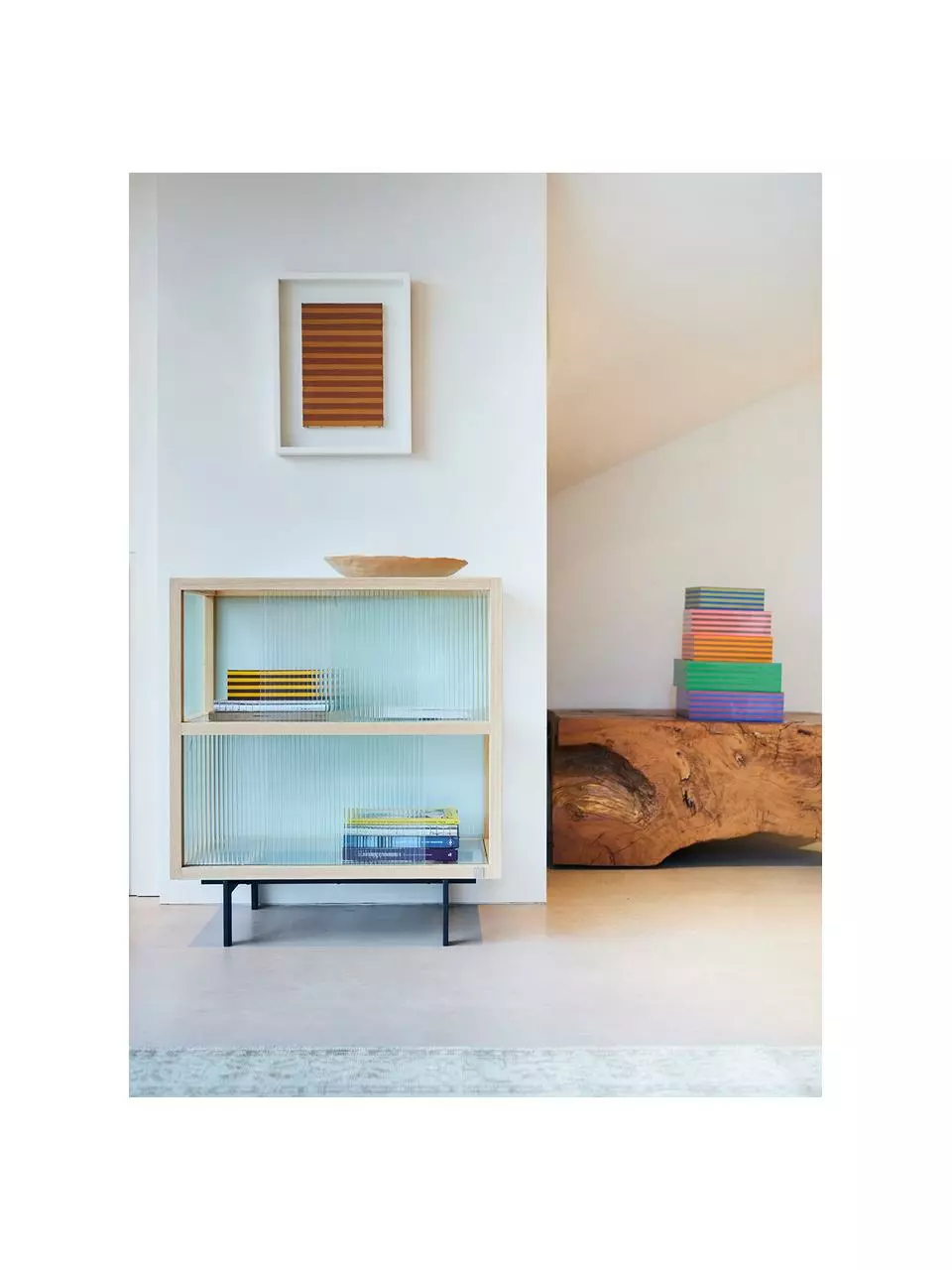 HKliving Highboard Oli mit Glas-Schiebetüren, B 80 x H 89 cm 4 HKliving Highboard Oli mit Glas-Schiebetüren, B 80 x H 89 cm – Bild 2