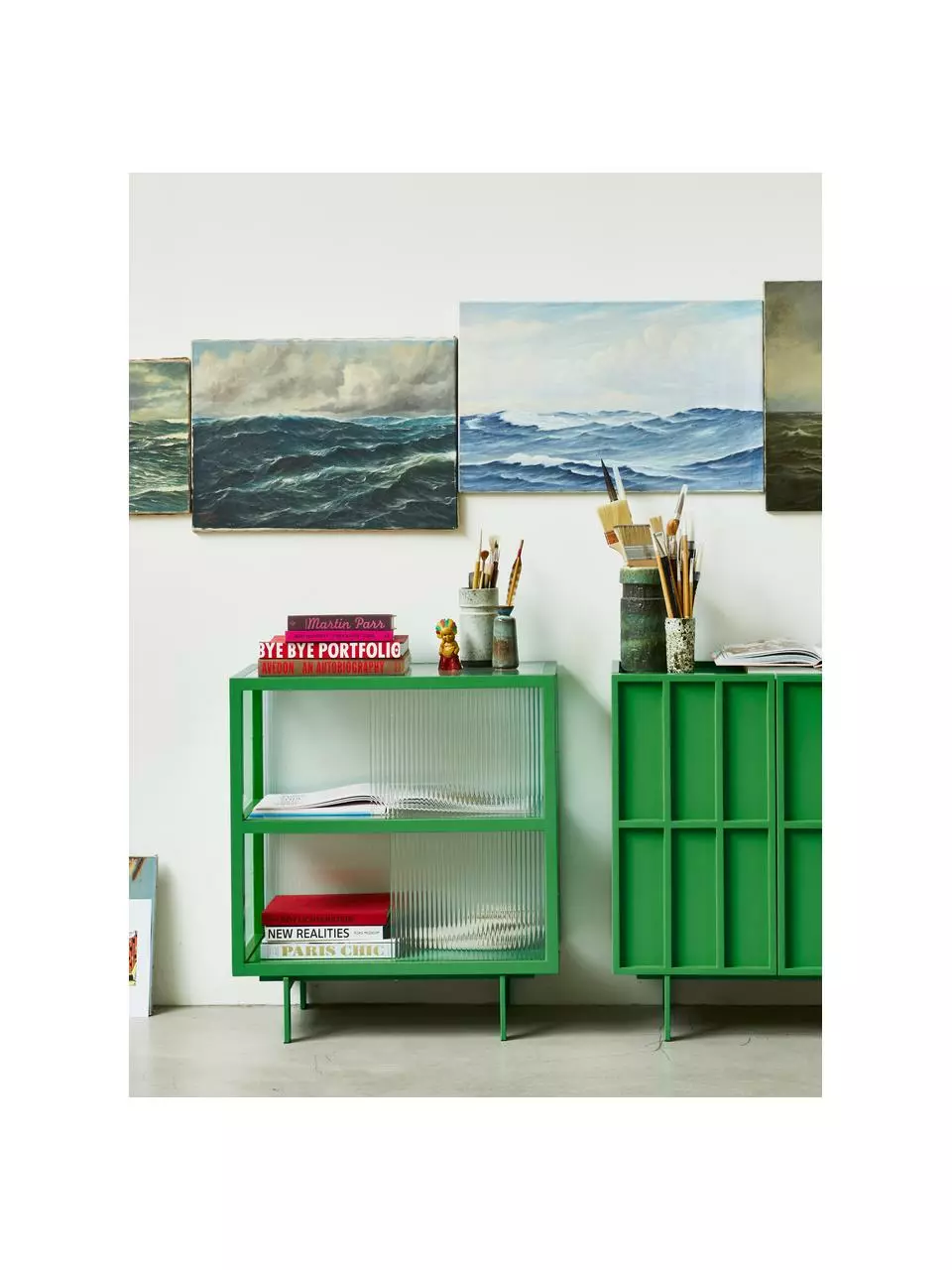 HKliving Highboard Oli mit Glas-Schiebetüren, B 80 x H 89 cm 4 HKliving Highboard Oli mit Glas-Schiebetüren, B 80 x H 89 cm – Bild 2