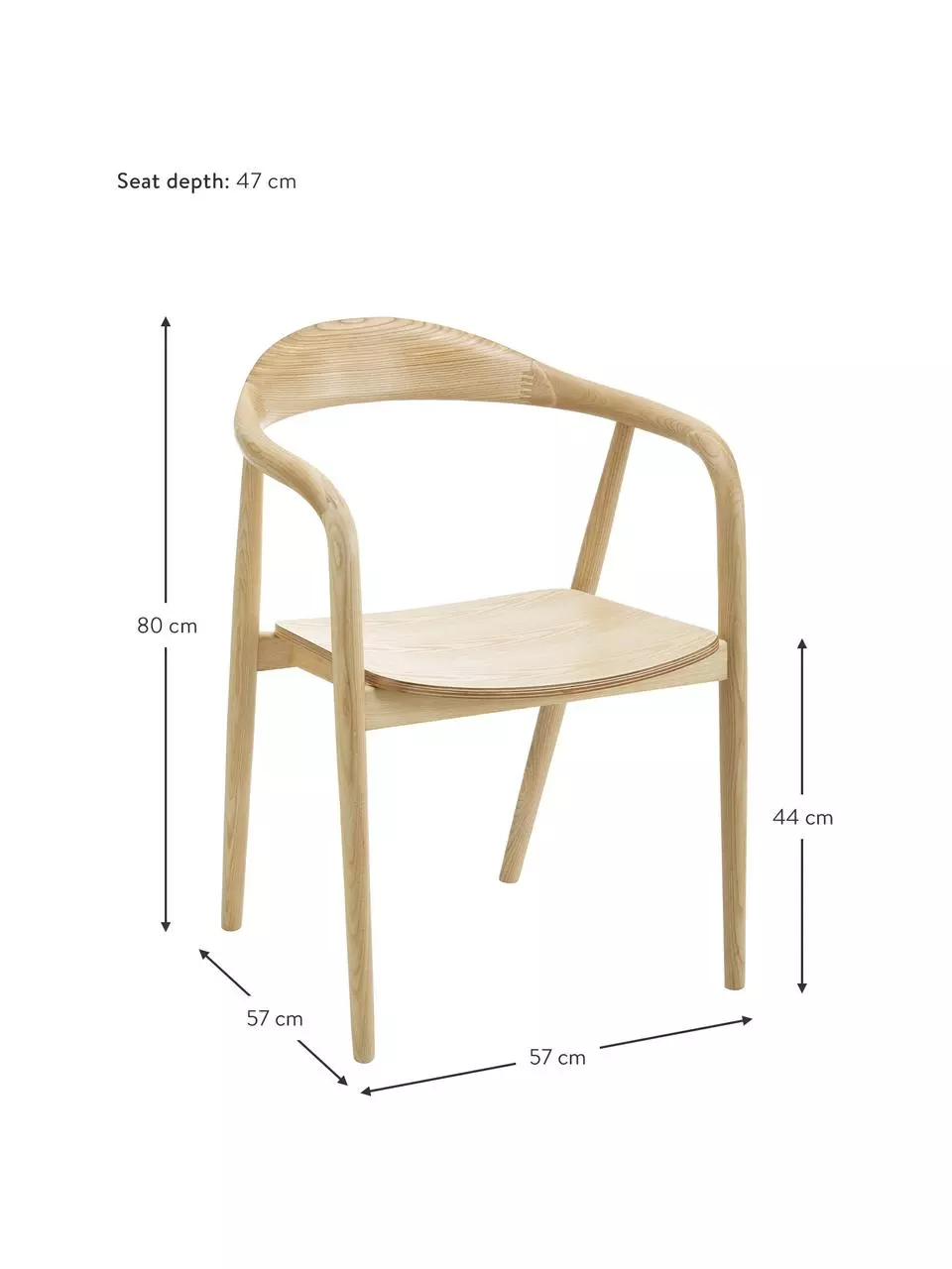 Westwing Collection Holz-Armlehnstuhl Angelina, B 57 x H 80 cm 6 Westwing Collection Holz-Armlehnstuhl Angelina, B 57 x H 80 cm – Bild 4