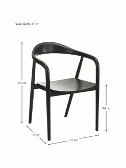 Westwing Collection Holz-Armlehnstuhl Angelina in Schwarz, B 57 x H 80 cm -Esszimmer Verkäufe Holz Armlehnstuhl Angelina in Schwarz 3