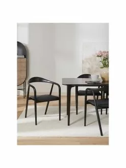 Westwing Collection Holz-Armlehnstuhl Angelina mit Sitzpolster in Schwarz, B 57 x H 80 cm -Esszimmer Verkäufe Holz Armlehnstuhl Angelina mit Sitzpolster in Schwarz 1