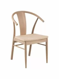 Holz-Armlehnstuhl Janik mit Binsengeflecht, B 54 x T 54 cm