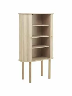 Westwing Collection Holz-Highboard Calary mit geriffelter Front, B 75 x H 130 cm -Esszimmer Verkäufe Holz Highboard Calary mit geriffelter Front 4