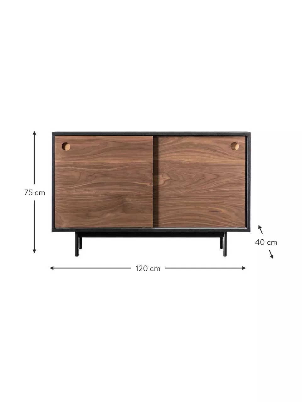 Holz-Sideboard Barbican mit 2 Schiebetüren, B 120 x H 75 cmNur noch 1 Artikel verfügbar 5 Holz-Sideboard Barbican mit 2 Schiebetüren, B 120 x H 75 cmNur noch 1 Artikel verfügbar – Bild 3