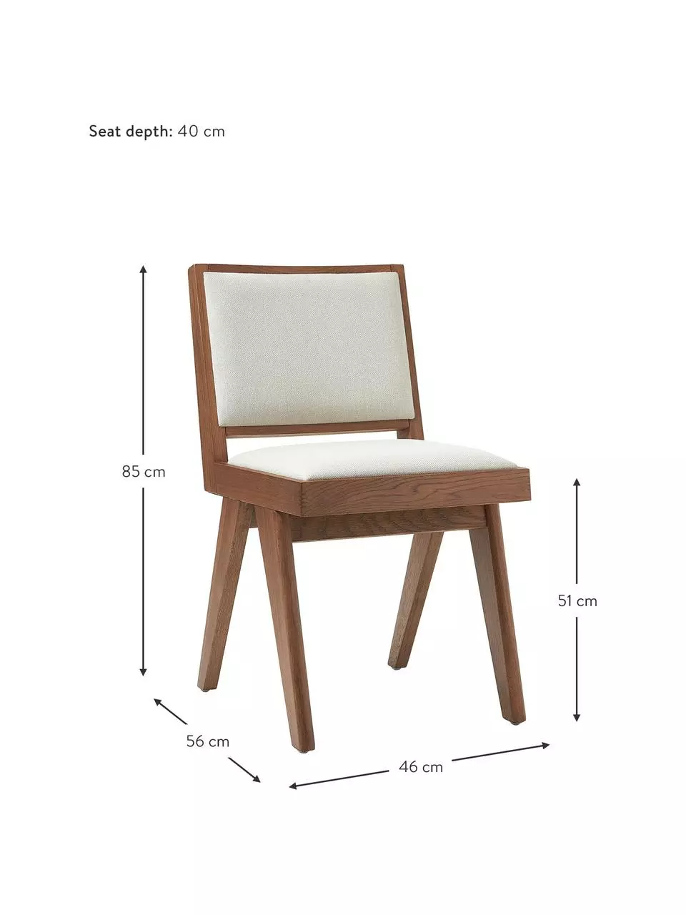 Westwing Collection Holzstuhl Sissi mit Polsterung, B 46 x T 56 cm 5 Westwing Collection Holzstuhl Sissi mit Polsterung, B 46 x T 56 cm – Bild 3