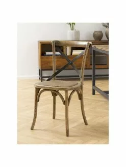 Holzstuhl Vintage mit Rattan-Sitzfläche, B 49 x T 55 cm -Esszimmer Verkäufe Holzstuhl Vintage mit Rattan Sitzflache 2