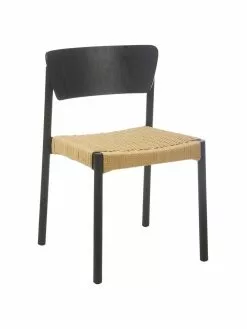 Westwing Collection Holzstühle Danny mit Rattan-Sitzfläche, 2 Stück, B 52 x T 51 cm