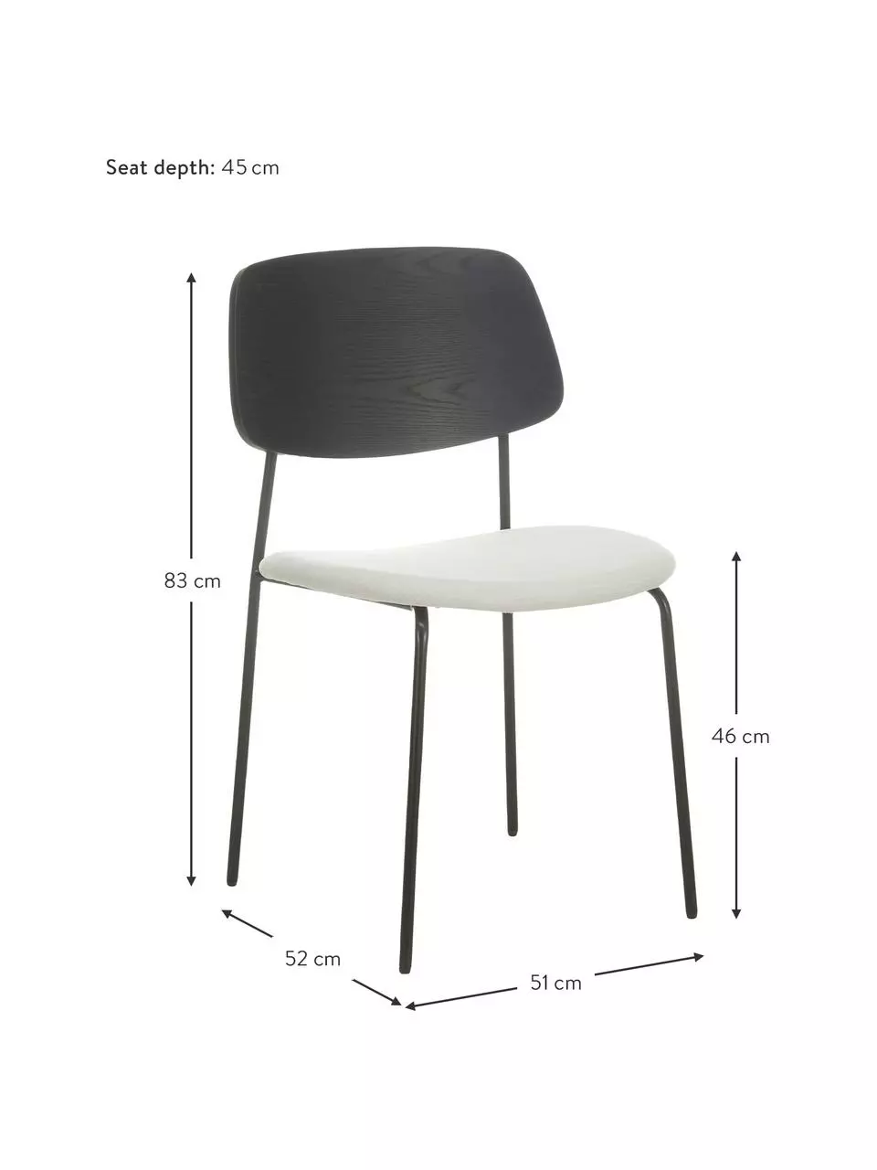 Westwing Collection Holzstühle Nadja mit gepolsterter Sitzfläche, 2 Stück, B 51 x T 52 cm 4 Westwing Collection Holzstühle Nadja mit gepolsterter Sitzfläche, 2 Stück, B 51 x T 52 cm – Bild 2