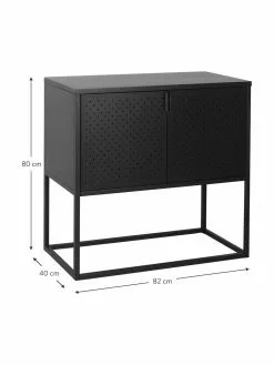 Westwing Collection Kleines Metall-Sideboard Neptun mit Türen in Schwarz, B 82 x H 80 cm -Esszimmer Verkäufe Kleines Metall Sideboard Neptun mit Turen in Schwarz 2