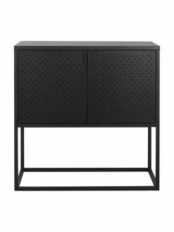 Westwing Collection Kleines Metall-Sideboard Neptun mit Türen in Schwarz, B 82 x H 80 cm -Esszimmer Verkäufe Kleines Metall Sideboard Neptun mit Turen in Schwarz 3