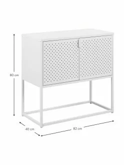 Westwing Collection Kleines Metall-Sideboard Neptun mit Türen in Weiß, B 82 x H 80 cm -Esszimmer Verkäufe Kleines Metall Sideboard Neptun mit Turen in Weiss 3