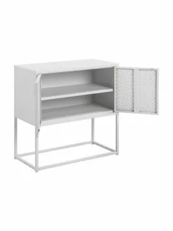 Westwing Collection Kleines Metall-Sideboard Neptun mit Türen in Weiß, B 82 x H 80 cm -Esszimmer Verkäufe Kleines Metall Sideboard Neptun mit Turen in Weiss 5