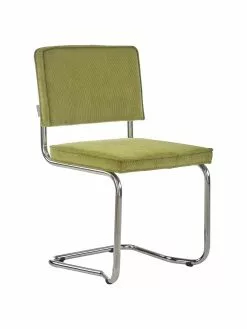 Esszimmer Verkäufe 35 Zuiver Kordsamt-Freischwinger Kink in Olive, B 48 x T 48 cm