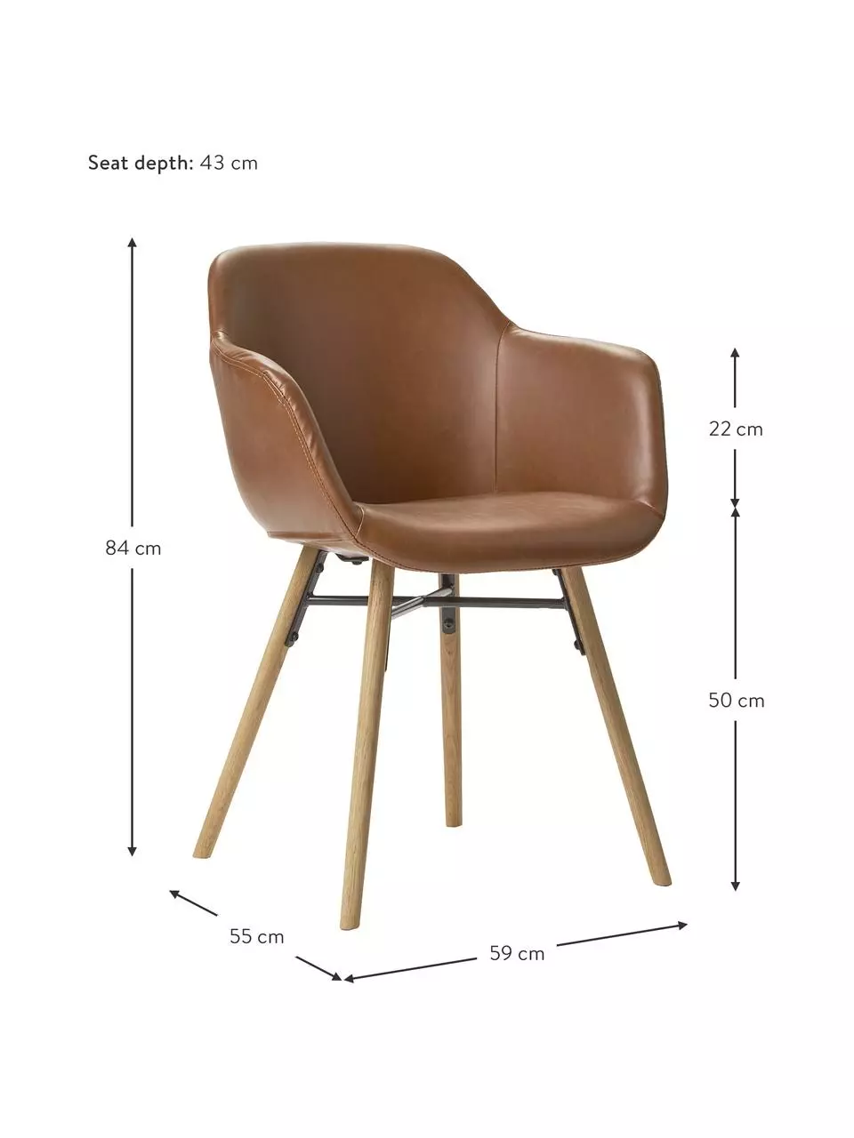 Westwing Collection Kunstleder-Armlehnstuhl Fiji mit schmaler Sitzschale, B 59 x H 84 cm 6 Westwing Collection Kunstleder-Armlehnstuhl Fiji mit schmaler Sitzschale, B 59 x H 84 cm – Bild 4