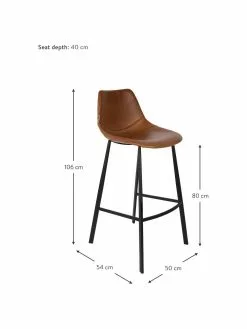 Dutchbone Kunstleder-Barstuhl Franky mit Metall-Beinen, B 50 x H 106 cm -Esszimmer Verkäufe Kunstleder Barstuhl Franky mit Metall Beinen 2