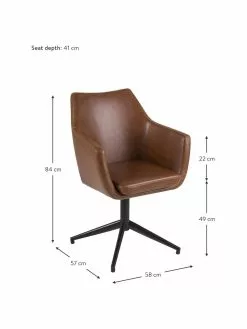 Kunstleder-Drehstuhl Nora mit Armlehne, B 58 x T 57 cm -Esszimmer Verkäufe Kunstleder Drehstuhl Nora mit Armlehne 2