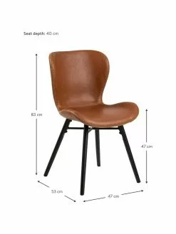 Kunstleder-Polsterstühle Batilda in Cognac, 2 Stück, B 47 x T 53 cm -Esszimmer Verkäufe Kunstleder Polsterstuhle Batilda in Cognac 2 Stuck 8