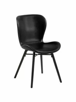 Kunstleder-Polsterstühle Batilda in Schwarz, 2 Stück, B 47 x T 53 cm