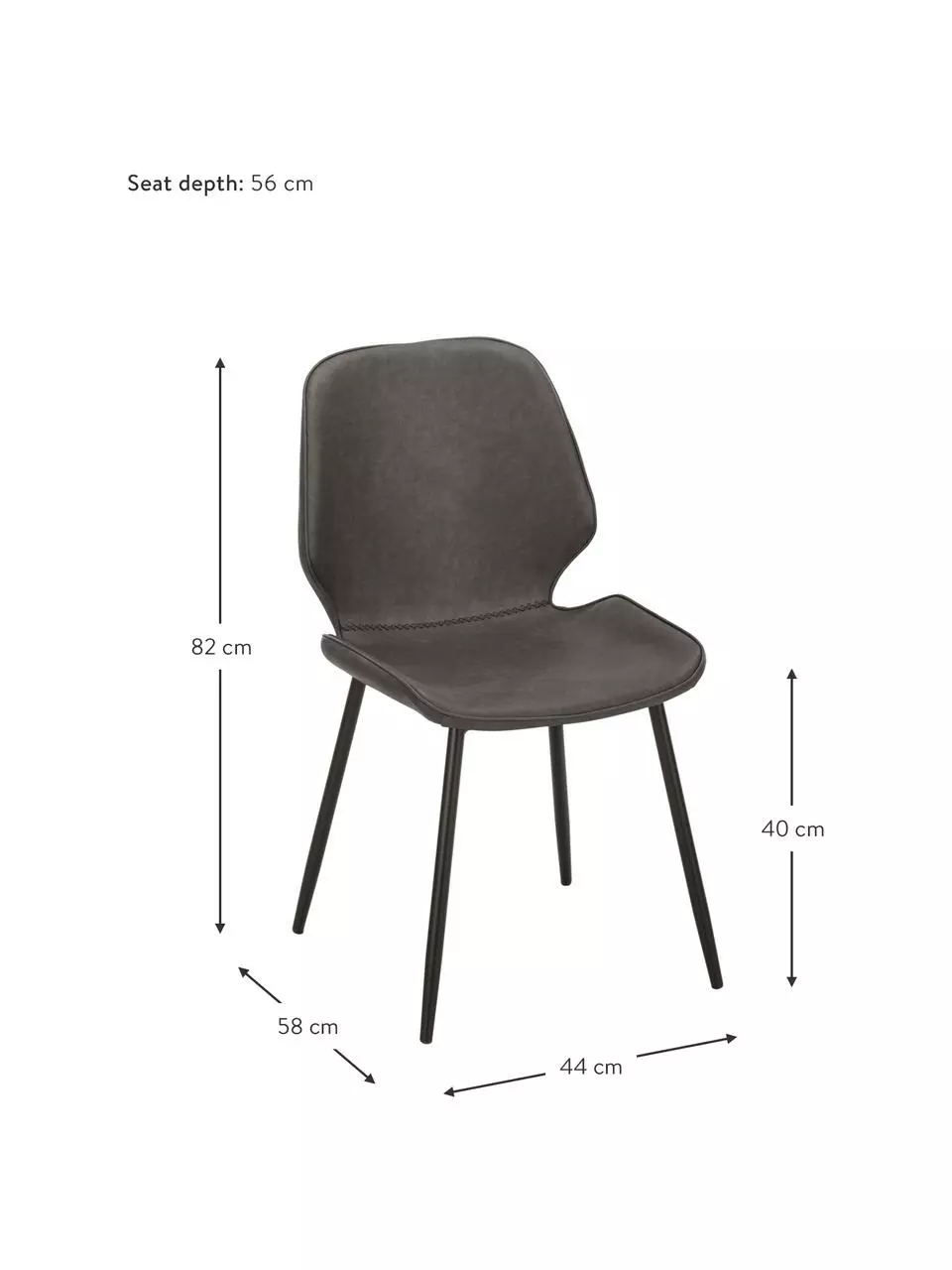 Westwing Collection Kunstleder-Polsterstühle Louis, 2 Stück, B 44 x T 58 cm 5 Westwing Collection Kunstleder-Polsterstühle Louis, 2 Stück, B 44 x T 58 cm – Bild 3
