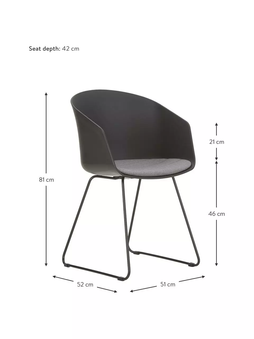 Kunststoff-Armlehnstühle Bogart mit Sitzkissen, 2 Stück, B 51 x T 52 cm 5 Kunststoff-Armlehnstühle Bogart mit Sitzkissen, 2 Stück, B 51 x T 52 cm – Bild 3