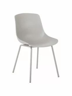 Westwing Collection Kunststoffstühle Dave mit Metallbeinen in Taupe, 2 Stück, B 46 x T 53 cm