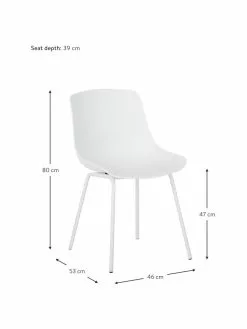 Westwing Collection Kunststoffstühle Dave mit Metallbeinen in Weiß, 2 Stück, B 46 x T 53 cm -Esszimmer Verkäufe Kunststoffstuhle Dave mit Metallbeinen in Weiss 2 Stuck 2