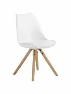 Jella & Jorg Kunststoffstühle Max mit gepolsterter Sitzfläche in Weiß, 2 Stück, B 46 x T 54 cm