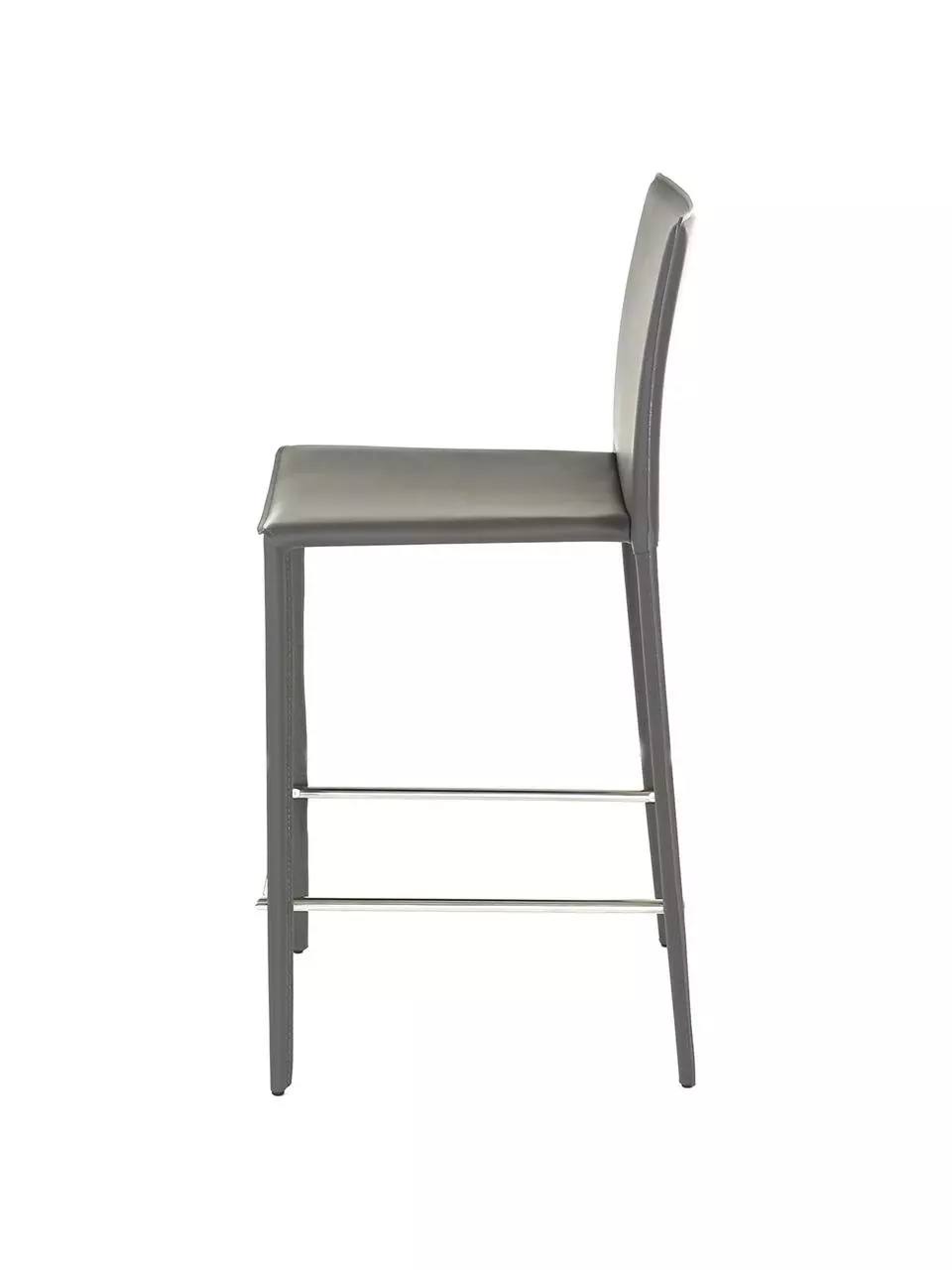 Leder-Thekenstühle Boréalys in Grau, 2 Stück, B 44 x H 98 cm 6 Leder-Thekenstühle Boréalys in Grau, 2 Stück, B 44 x H 98 cm – Bild 4