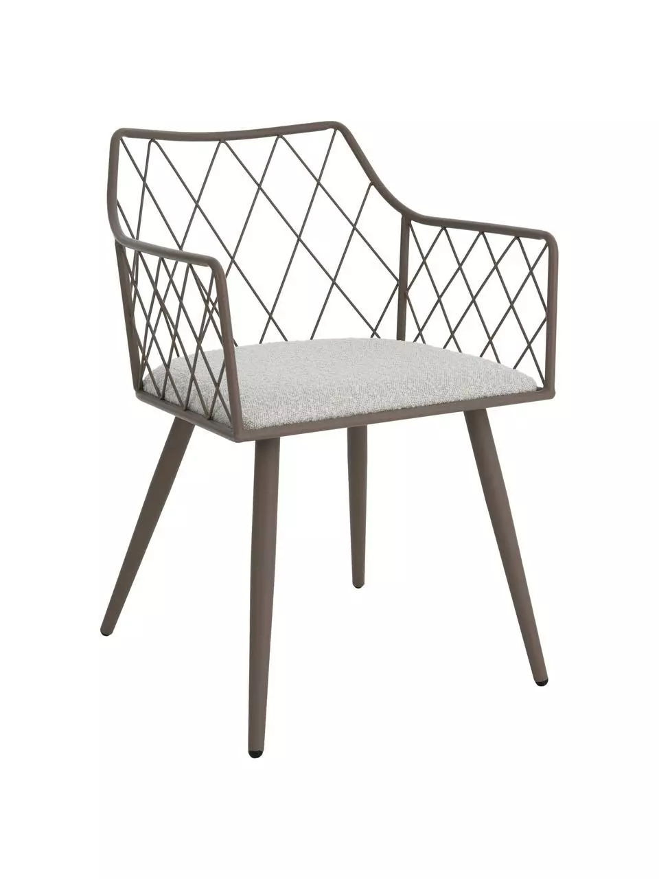 Metall-Armlehnstühle Heidie in Taupe mit Bouclé-Sitzkissen, 2 Stück, B 53 x T 56 cm 3 Metall-Armlehnstühle Heidie in Taupe mit Bouclé-Sitzkissen, 2 Stück, B 53 x T 56 cm