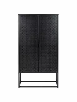 Westwing Collection Metall-Schrank Neptun mit Türen in Schwarz, B 80 x H 150 cm