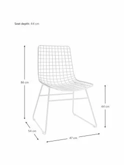 HKliving Metall-Stuhl Wire in Weiß, B 47 x T 54 cm -Esszimmer Verkäufe Metall Stuhl Wire in Weiss 2