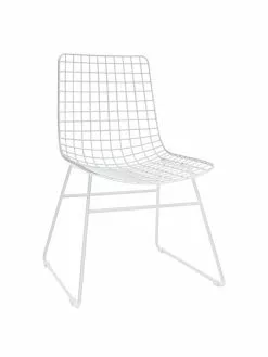 HKliving Metall-Stuhl Wire in Weiß, B 47 x T 54 cm