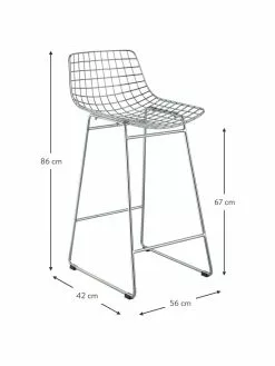 HKliving Metall-Thekenstuhl Wire in Chrom, B 56 x H 86 cm -Esszimmer Verkäufe Metall Thekenstuhl Wire in Chrom 2