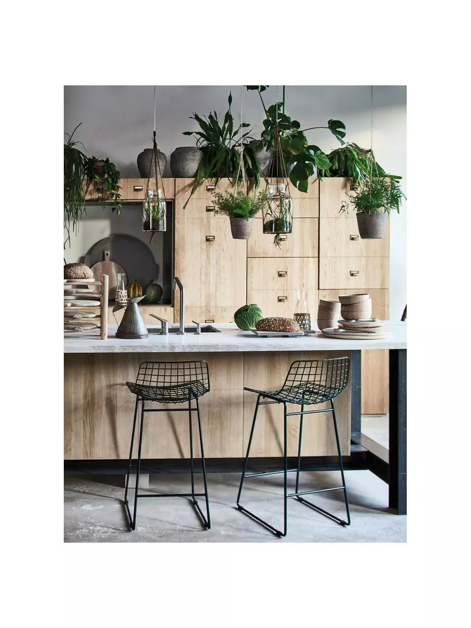 HKliving Metall-Thekenstuhl Wire in Schwarz, B 47 x H 89 cm 4 HKliving Metall-Thekenstuhl Wire in Schwarz, B 47 x H 89 cm – Bild 2