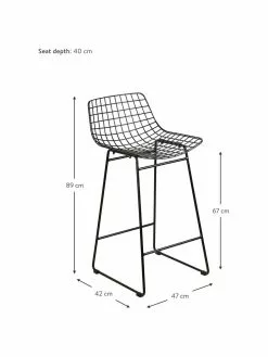 HKliving Metall-Thekenstuhl Wire in Schwarz, B 47 x H 89 cm 10 HKliving Metall-Thekenstuhl Wire in Schwarz, B 47 x H 89 cm -Esszimmer Verkäufe Metall Thekenstuhl Wire in Schwarz 2