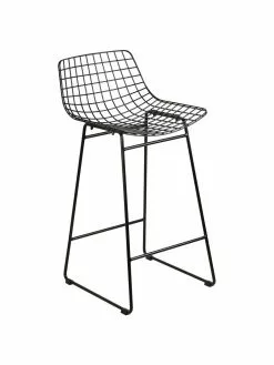 HKliving Metall-Thekenstuhl Wire in Schwarz, B 47 x H 89 cm