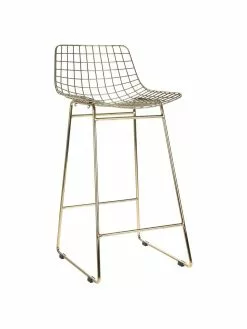 HKliving Metall-Thekenstühle Wire in Gold, 2 Stück, B 47 x H 89 cm