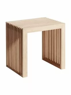 Moderner Hocker Rib aus Bambus, B 45 x H 43 cm