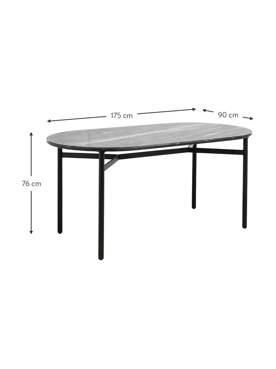 Nordal Ovaler Esstisch Taupo mit Marmoroptik, 175 x 90 cm, B 175 x T 90 cm 6 Nordal Ovaler Esstisch Taupo mit Marmoroptik, 175 x 90 cm, B 175 x T 90 cm – Bild 4