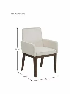 Westwing Collection Polster-Armlehnstuhl Koga in Cremeweiß, B 54 x H 86 cm -Esszimmer Verkäufe Polster Armlehnstuhl Koga in Cremeweiss 8