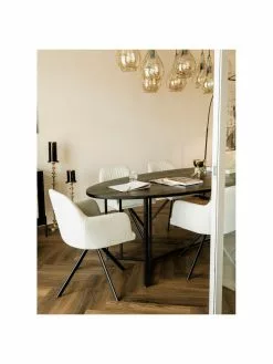 Westwing Collection Polster-Drehstuhl Lola mit Armlehne in Cremeweiß, B 58 x T 53 cm -Esszimmer Verkäufe Polster Drehstuhl Lola mit Armlehne in Cremeweiss 2