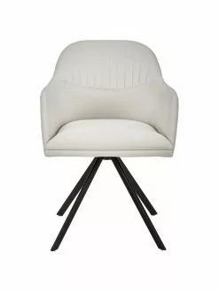 Westwing Collection Polster-Drehstuhl Lola mit Armlehne in Cremeweiß, B 58 x T 53 cm -Esszimmer Verkäufe Polster Drehstuhl Lola mit Armlehne in Cremeweiss 4