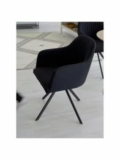 Westwing Collection Polster-Drehstuhl Lola mit Armlehne in Schwarz, B 58 x T 53 cm -Esszimmer Verkäufe Polster Drehstuhl Lola mit Armlehne in Schwarz 2